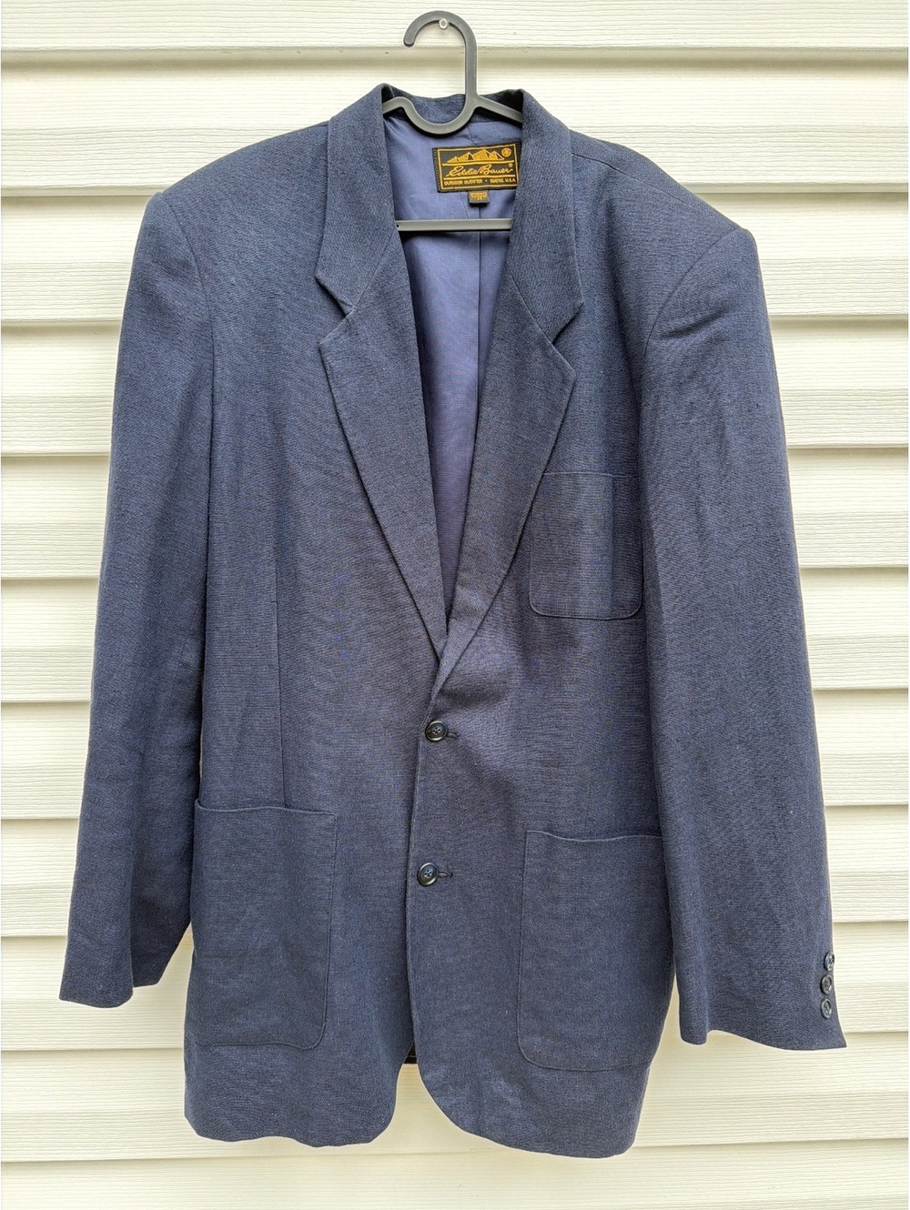 Eddie Bauer Men’s Size 40 Blue Linen Cotton Blend Two Button Blazer Sport Coat